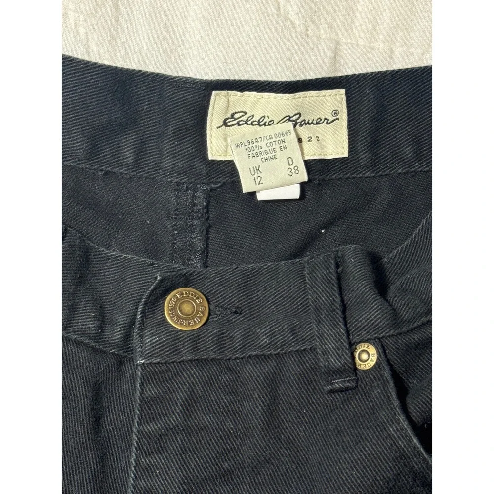 Eddie Bauer Black Distressed High Waisted Denim Shorts Frayed Hem Womens Size 8 - Picture 9 of 10
